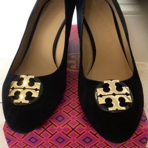 Tory Burch black suede shoes! Worn only once.